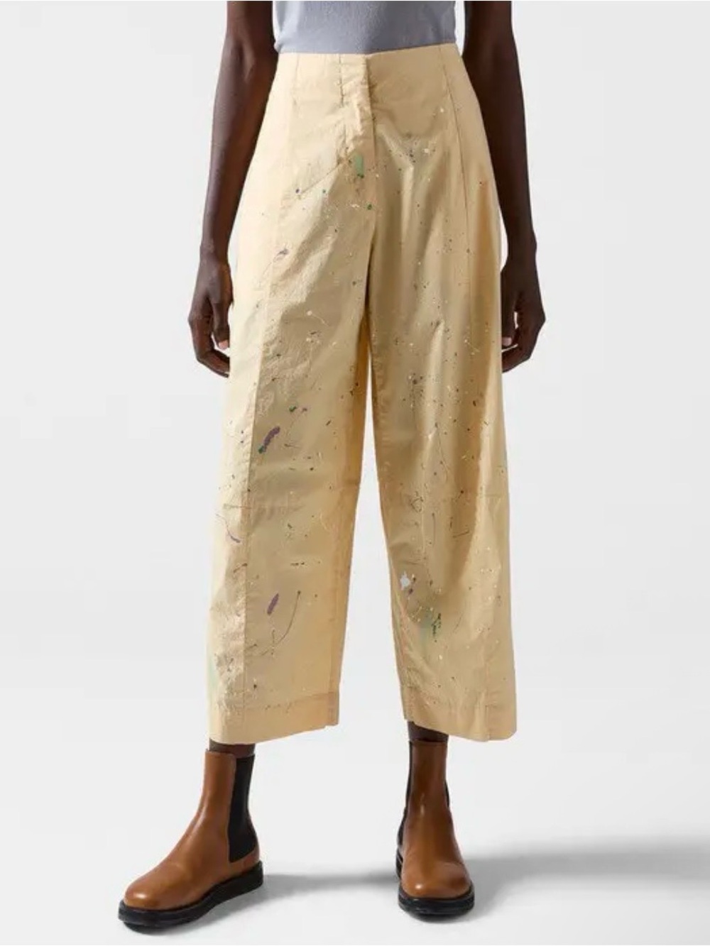 ATM Anthony Thomas Melillo, Cotton Poplin Wide Leg Cropped Pants Butter Combo 2